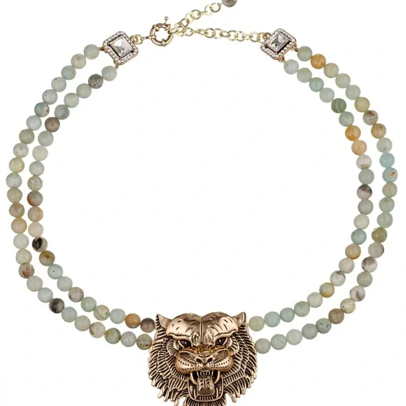 Asal Amazonite Tiger Statement Beaded Necklace - Picture 2 of 6
